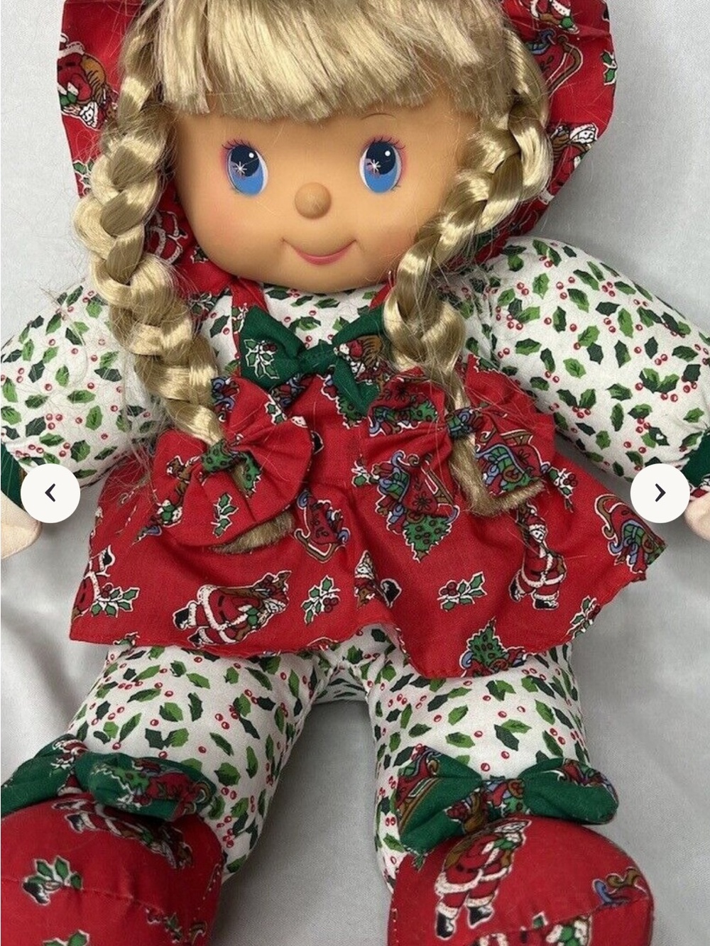 Christmas Doll HK City Toys Soft Plush Stuffed 16" Vintage